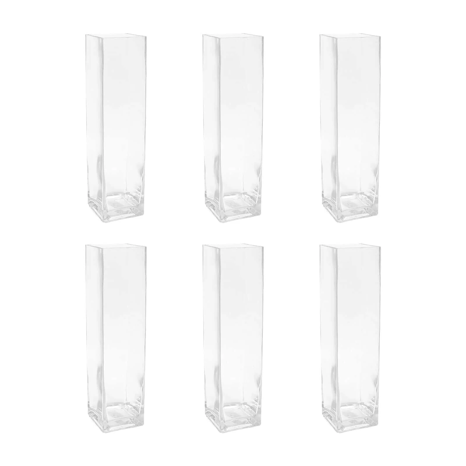 6-Pack Glass Cylinder Vases Square Design 16" Clear - Heavy Duty Flower Centerpieces for Events - Image 6