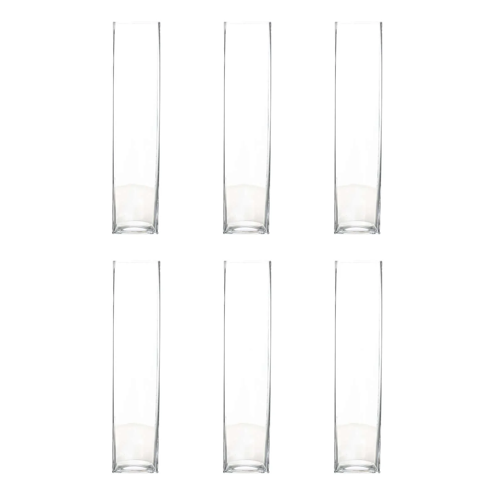 6-Pack Glass Cylinder Vases Square Design 18" Clear - Heavy Duty Flower Centerpieces for Events - Image 6