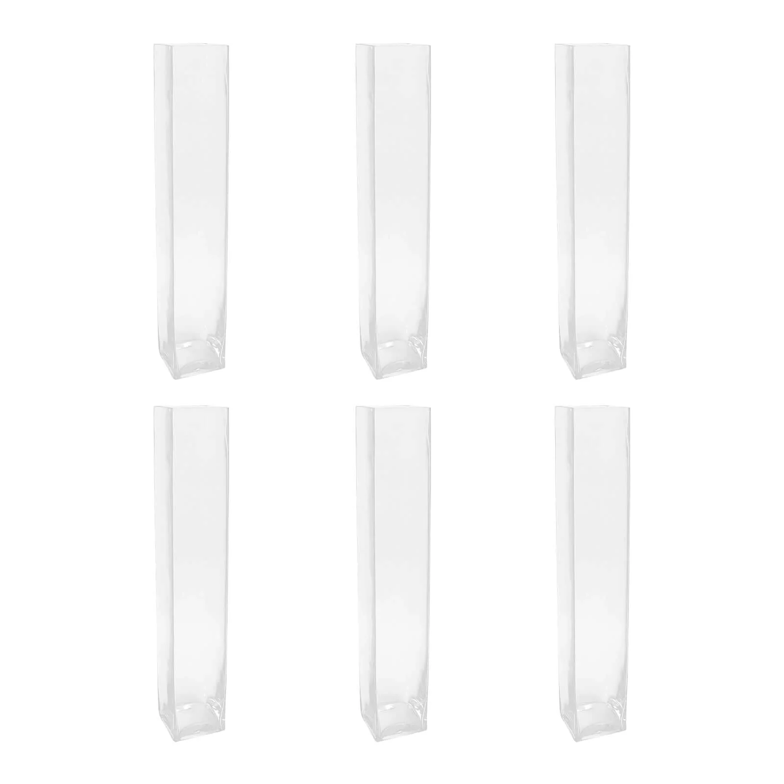 6-Pack Glass Cylinder Vases Square Design 24" Clear - Heavy Duty Flower Centerpieces for Events - Image 6