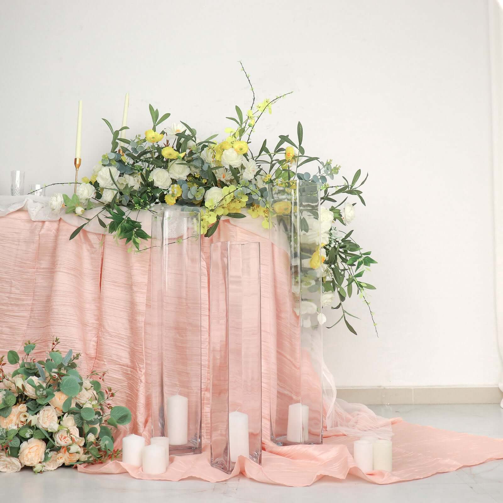 6-Pack Glass Cylinder Vases Square Design 24" Clear - Heavy Duty Flower Centerpieces for Events - Image 9