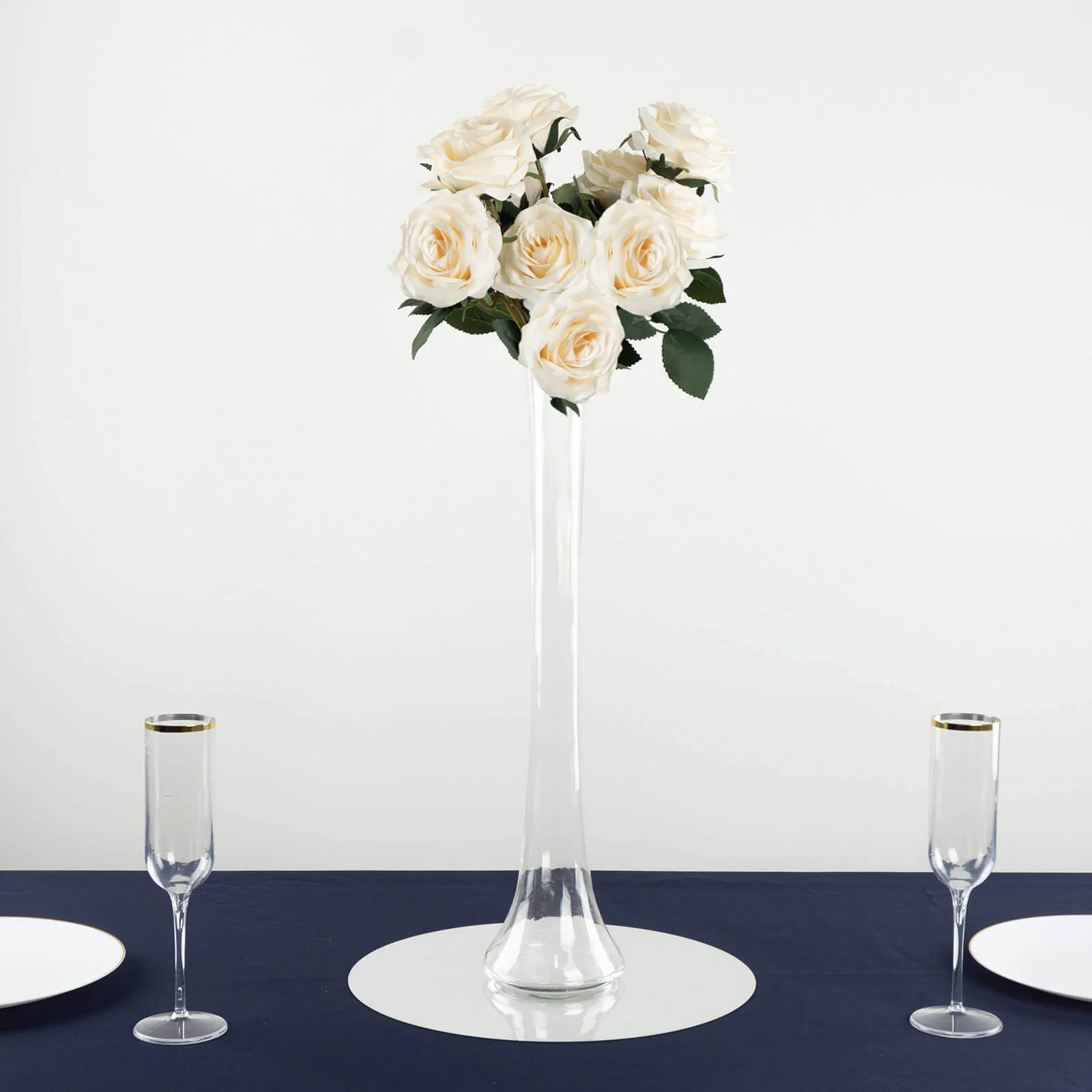 6-Pack Glass Eiffel Tower Vases 20" Clear with Round Base - Heavy Duty Skinny Flower Centerpieces - Image 8