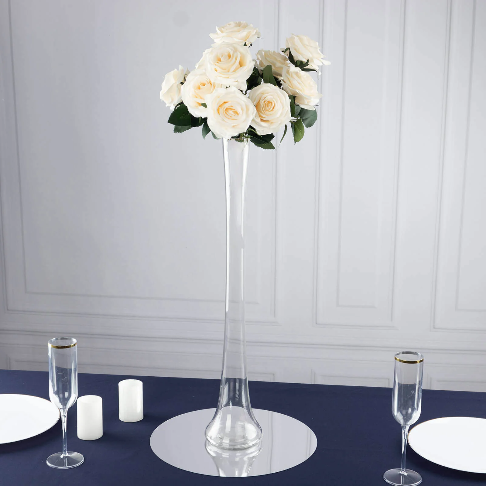 6-Pack Glass Eiffel Tower Vases 24" Clear with Round Base - Heavy Duty Skinny Flower Centerpieces - Image 2