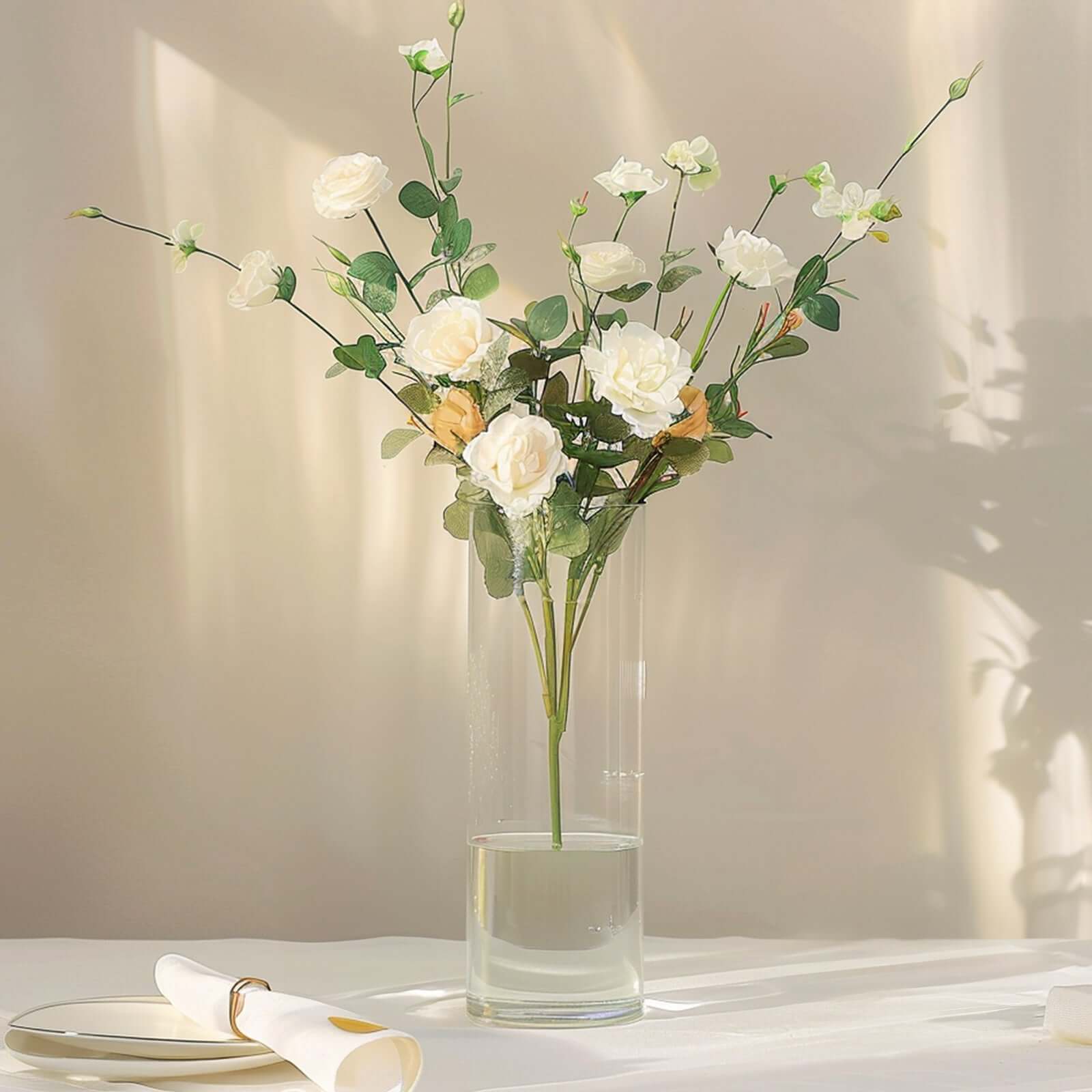 6-Pack Glass Flower Vases Heavy Duty Cylinder Design 16" Clear - Durable Centerpieces for Events - Image 2