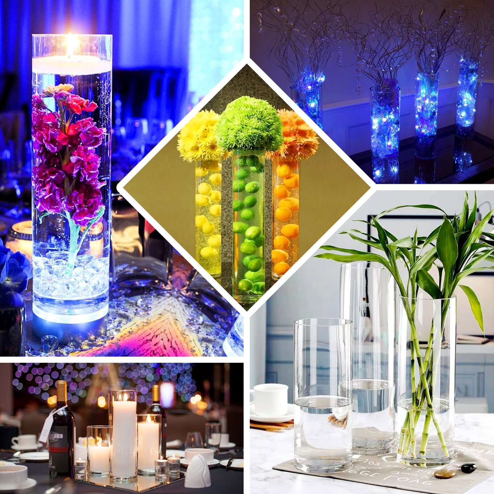 6-Pack Glass Flower Vases Heavy Duty Cylinder Design 16" Clear - Durable Centerpieces for Events - Image 5