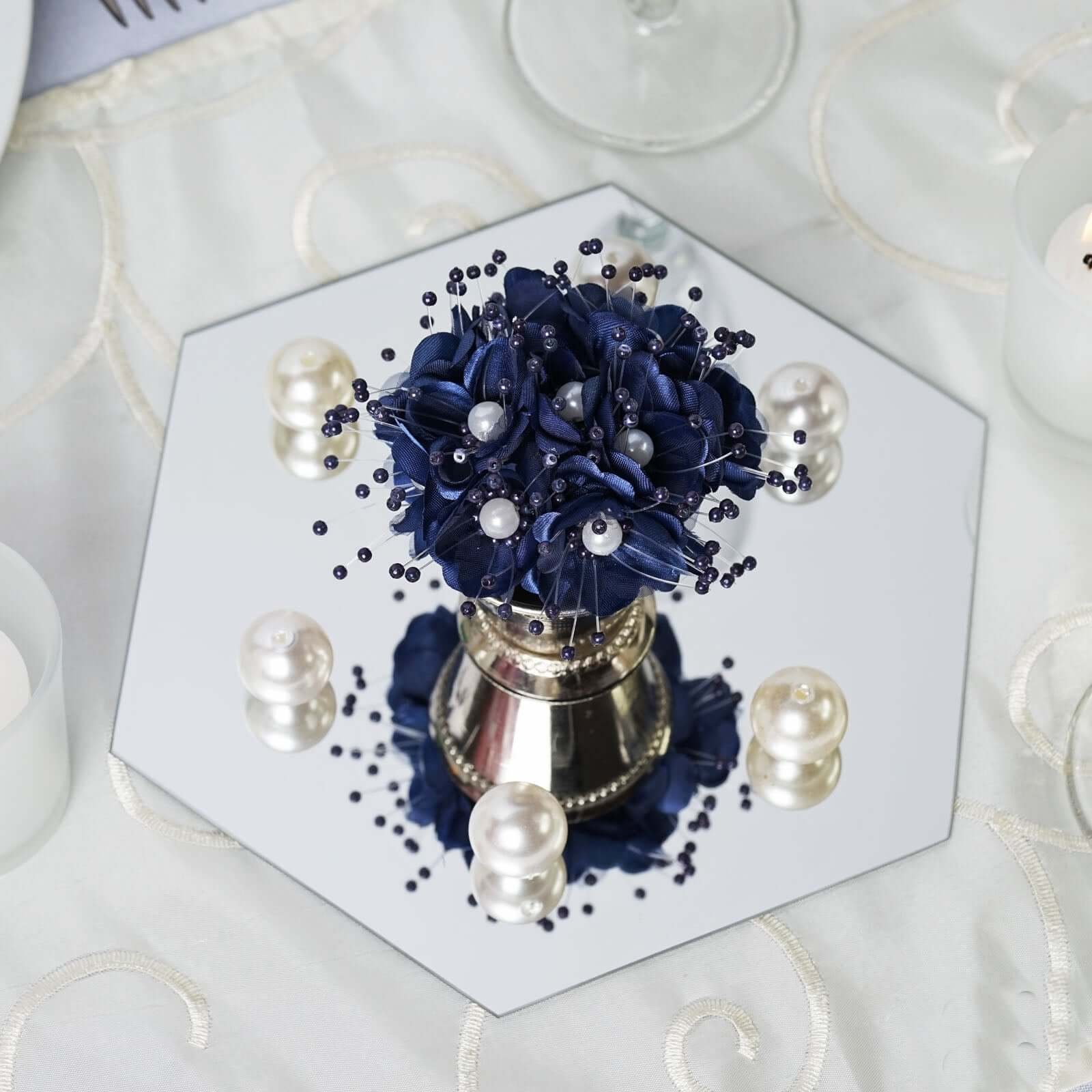 6-Pack Glass Mirror Table Centerpiece 8" Hexagon Hanging Wall Decor - Reflective Event Decorations - Image 2