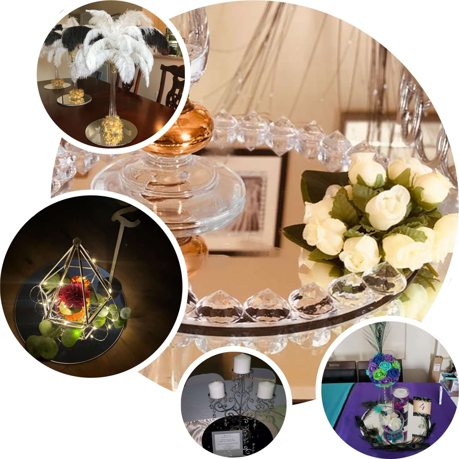 6-Pack Glass Mirror Table Centerpiece 8" Round Hanging Wall Decor - Reflective Event Decorations - Image 5