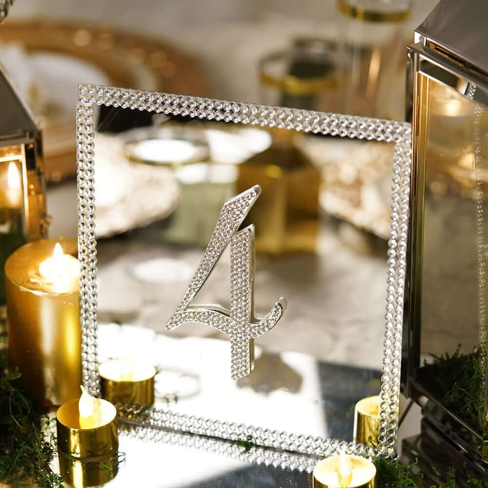 6-Pack Glass Mirror Table Centerpiece 8" Square Hanging Wall Decor - Reflective Event Decorations