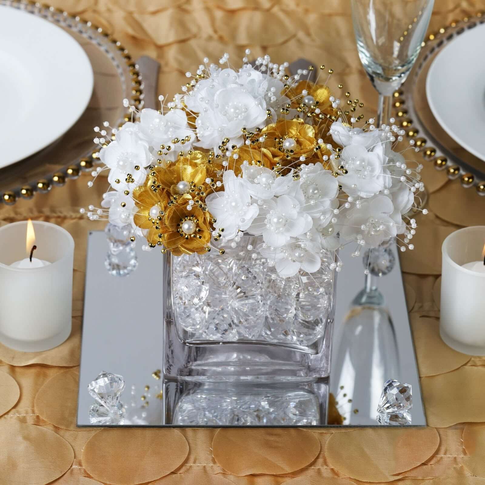 6-Pack Glass Mirror Table Centerpiece 8" Square Hanging Wall Decor - Reflective Event Decorations - Image 6