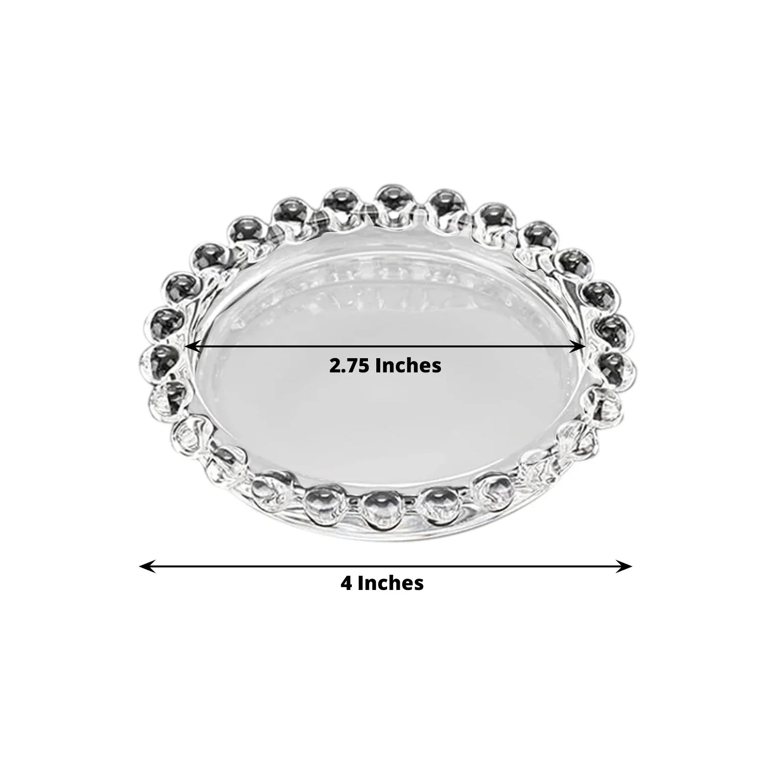 6-Pack Glass Pillar Candle Holder Plates 4" Clear with Beaded Rims - Transparent Small Round Coaster Trays - Image 2