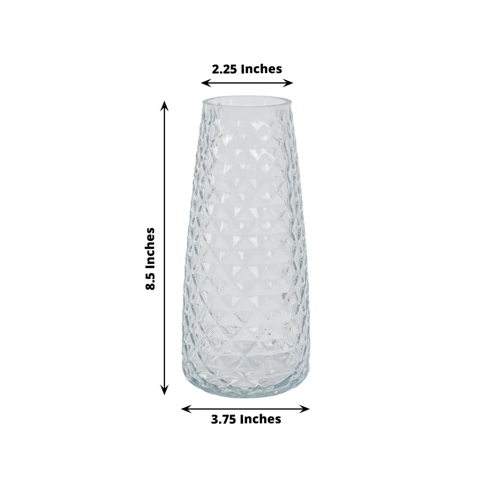 6-Pack Glass Urn Vases Diamond Crystal Cut Pattern 8.5" Clear - Transparent Design Floral Table Centerpieces - Image 3