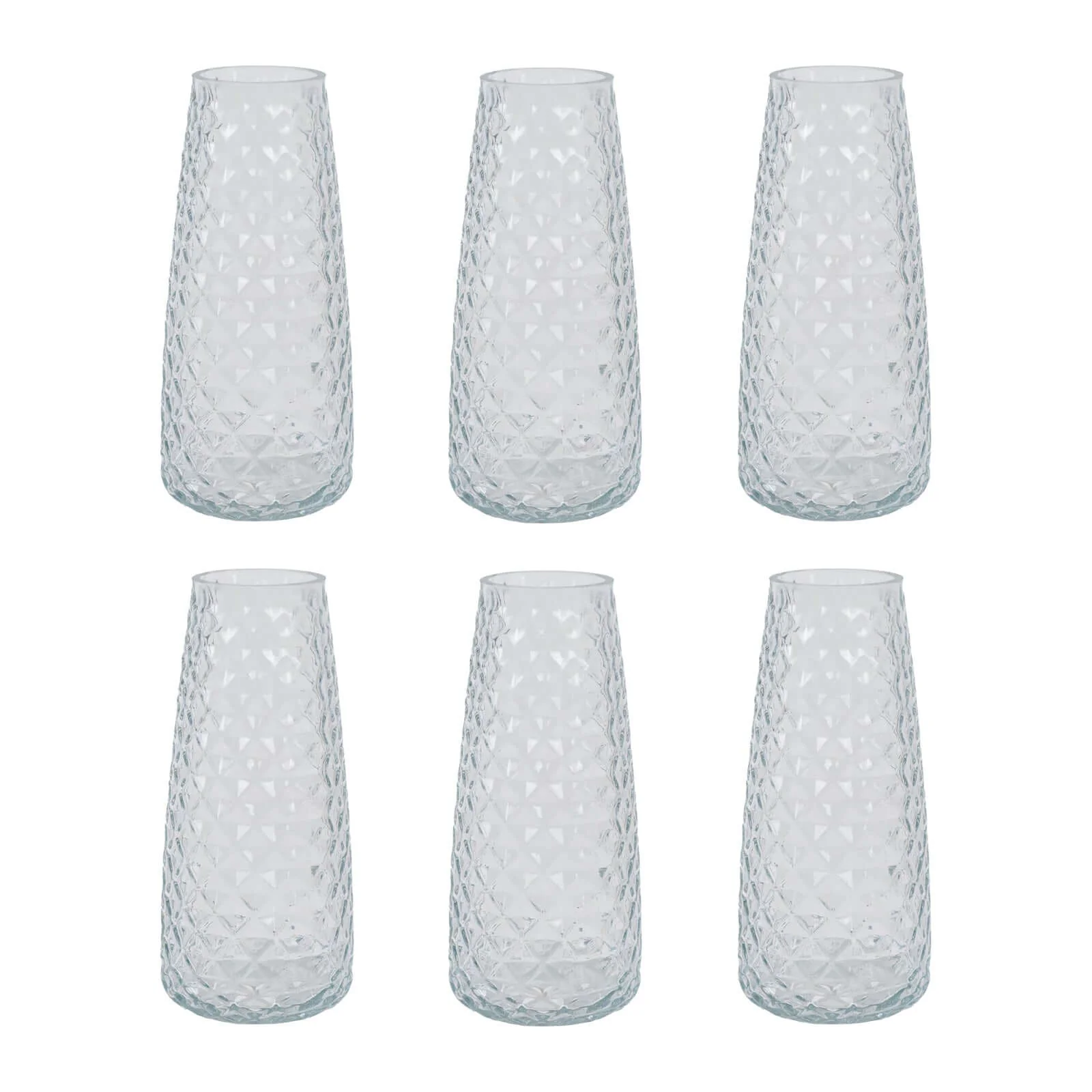 6-Pack Glass Urn Vases Diamond Crystal Cut Pattern 8.5" Clear - Transparent Design Floral Table Centerpieces - Image 7