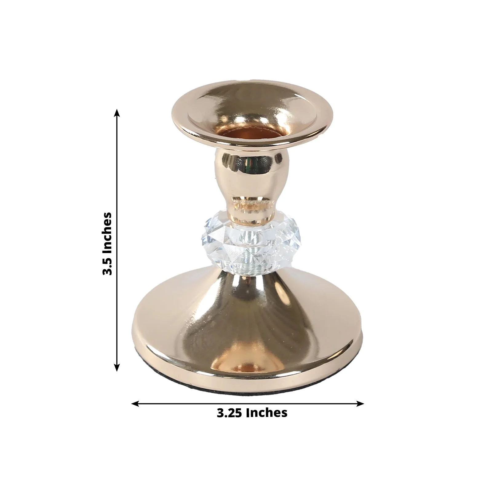6 Pack Gold Metal Taper Candle Holders with Crystal Ball, Elegant 3.5" Vintage Candle Stick Stands - Image 2