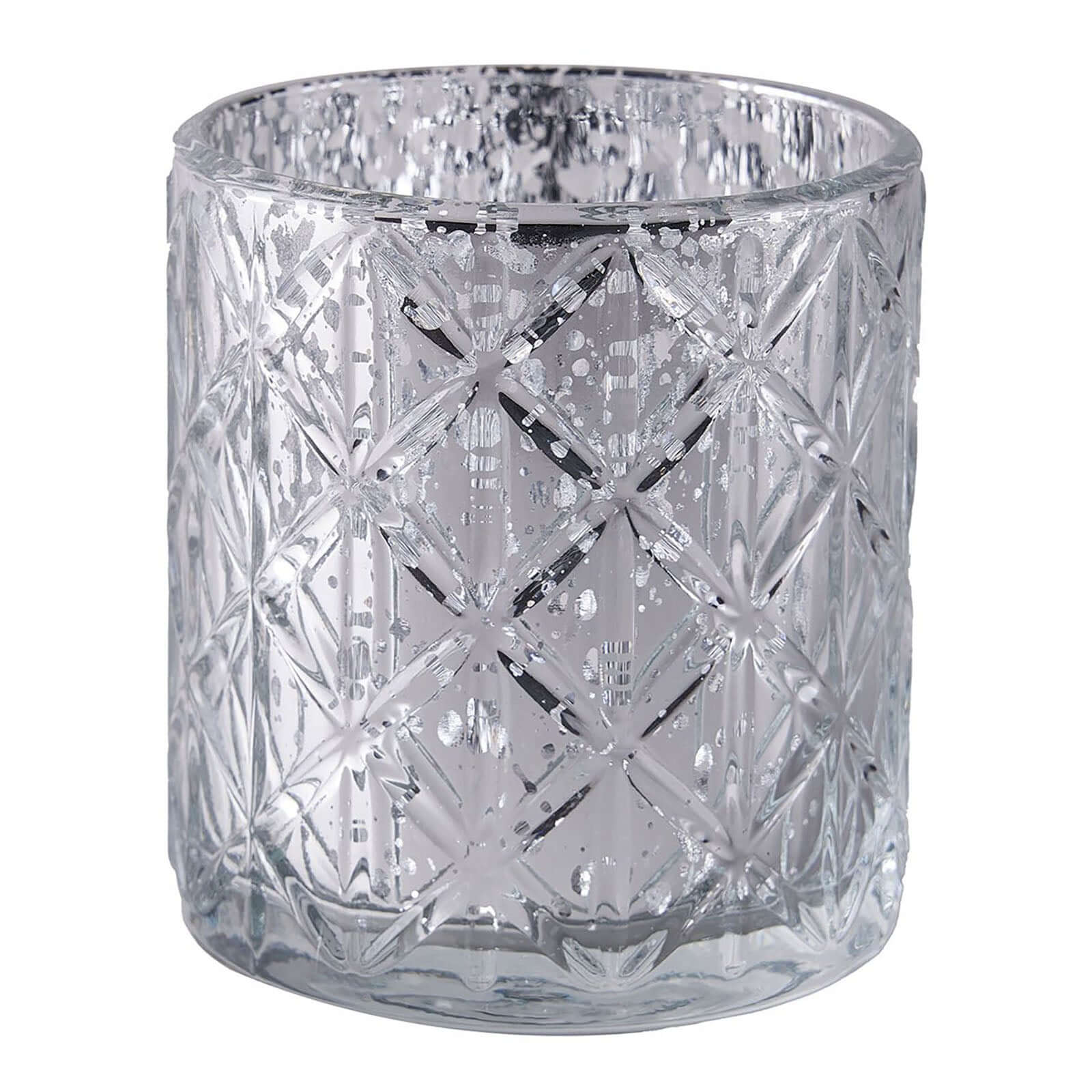 6-Pack Mercury Glass Candle Holders 3" Shiny Silver with Geometric Design - Votive Tealight Holders - Image 6