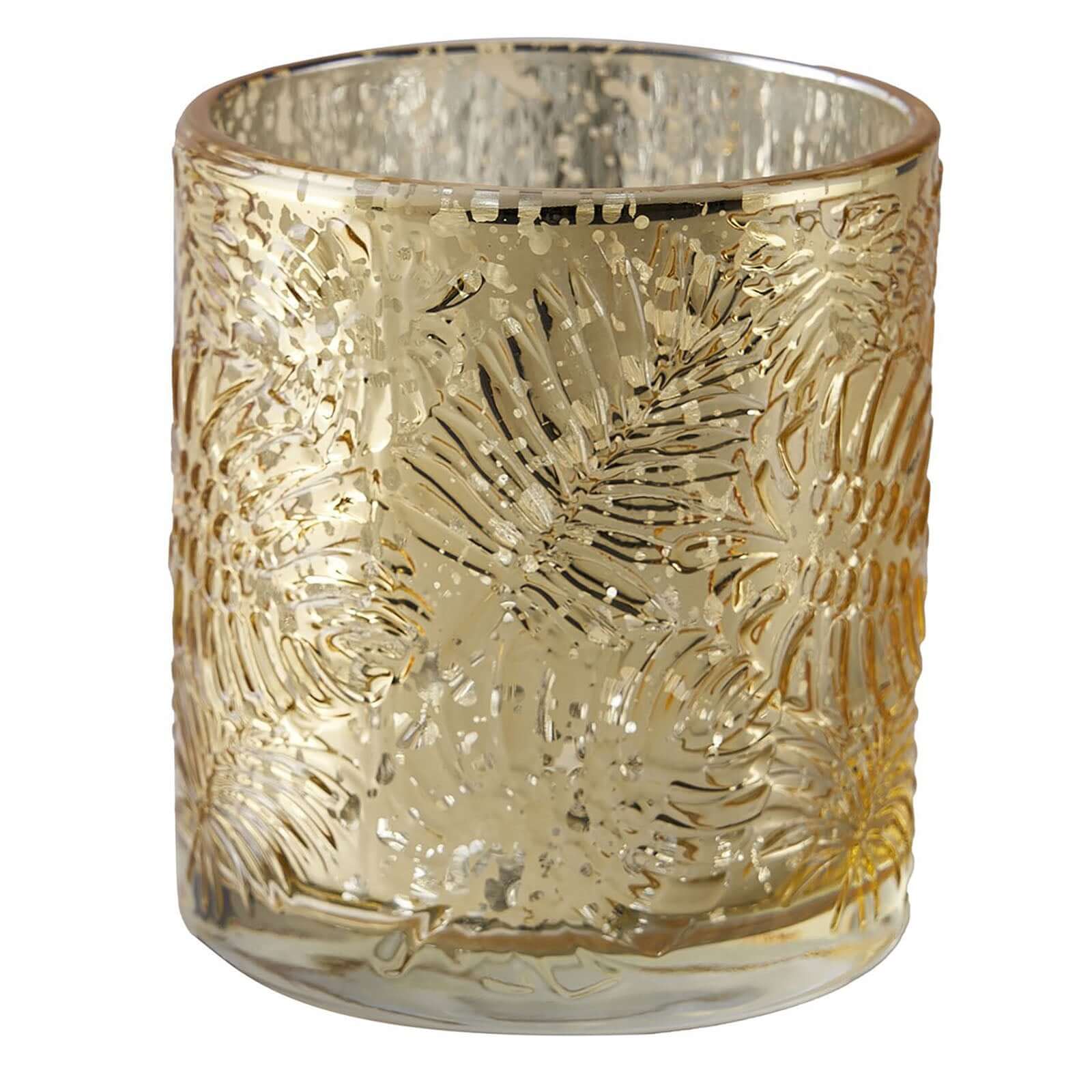 6-Pack Mercury Glass Candle Holders Palm Leaf Design Gold - Votive Tealight Holders for Events - Image 6
