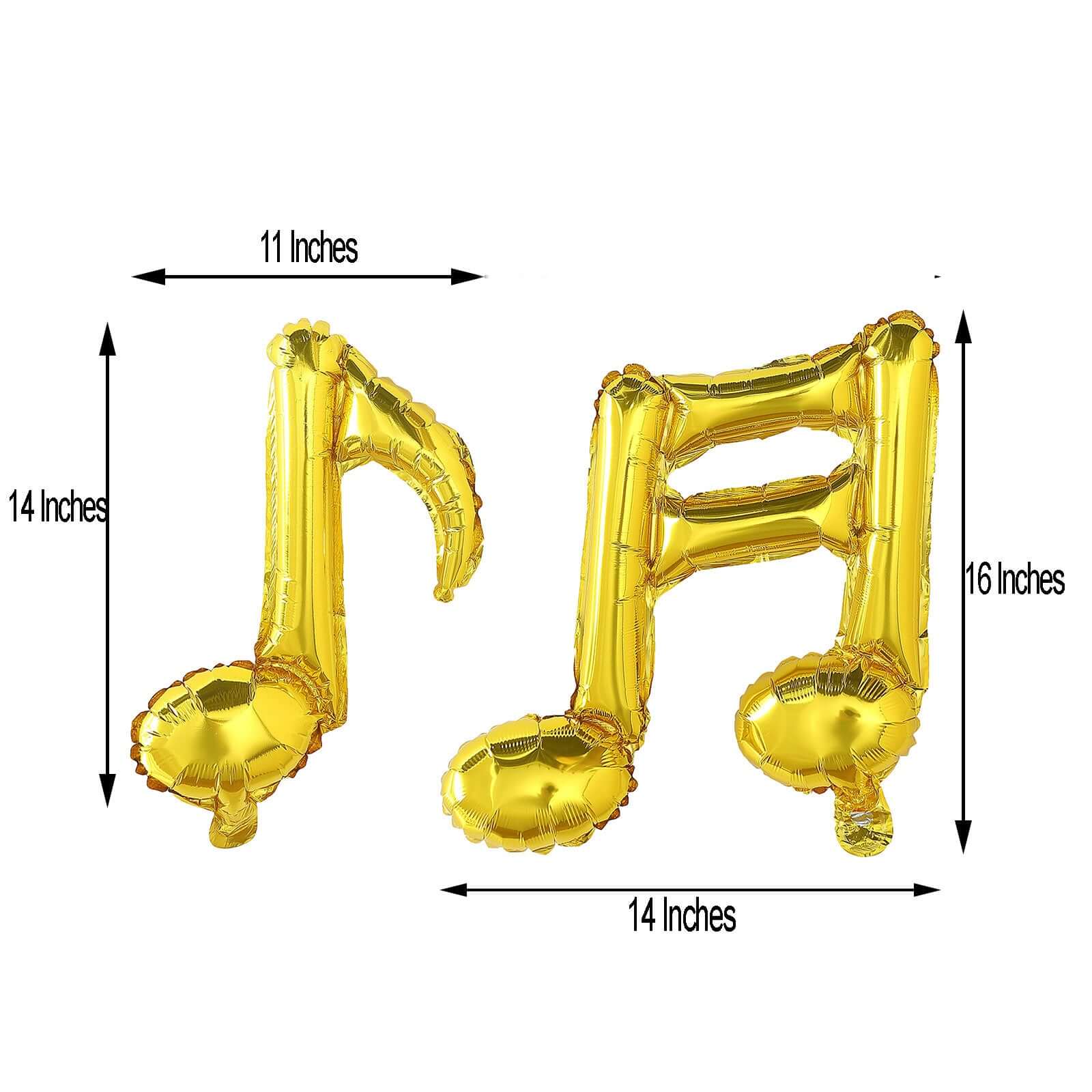 6 Pack Metallic Gold Single and Double Music Note Mylar Foil Balloons - Image 3