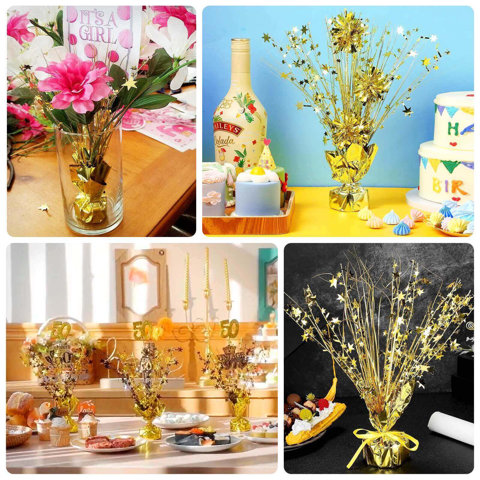 6-Pack Metallic Gold Star Foil Spray Centerpiece Table Decorations 13", Free-Standing Gleam 'N Burst Party Accessories - Eye-Catching Design - Image 4