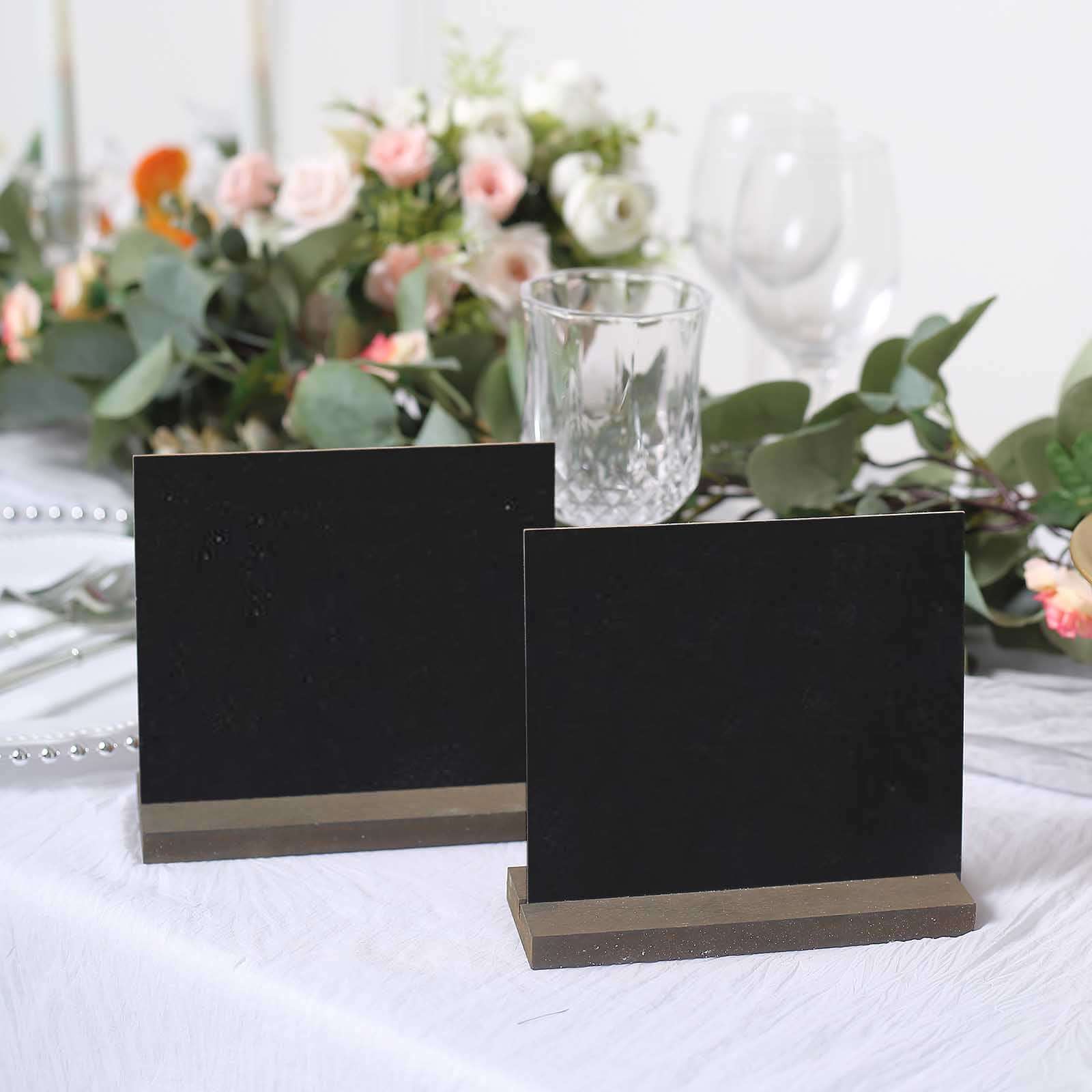 6-Pack Mini Table Chalkboard Signs 6", Rustic Wood Base Stands - Great for Place Cards and Event Decoration - Image 2