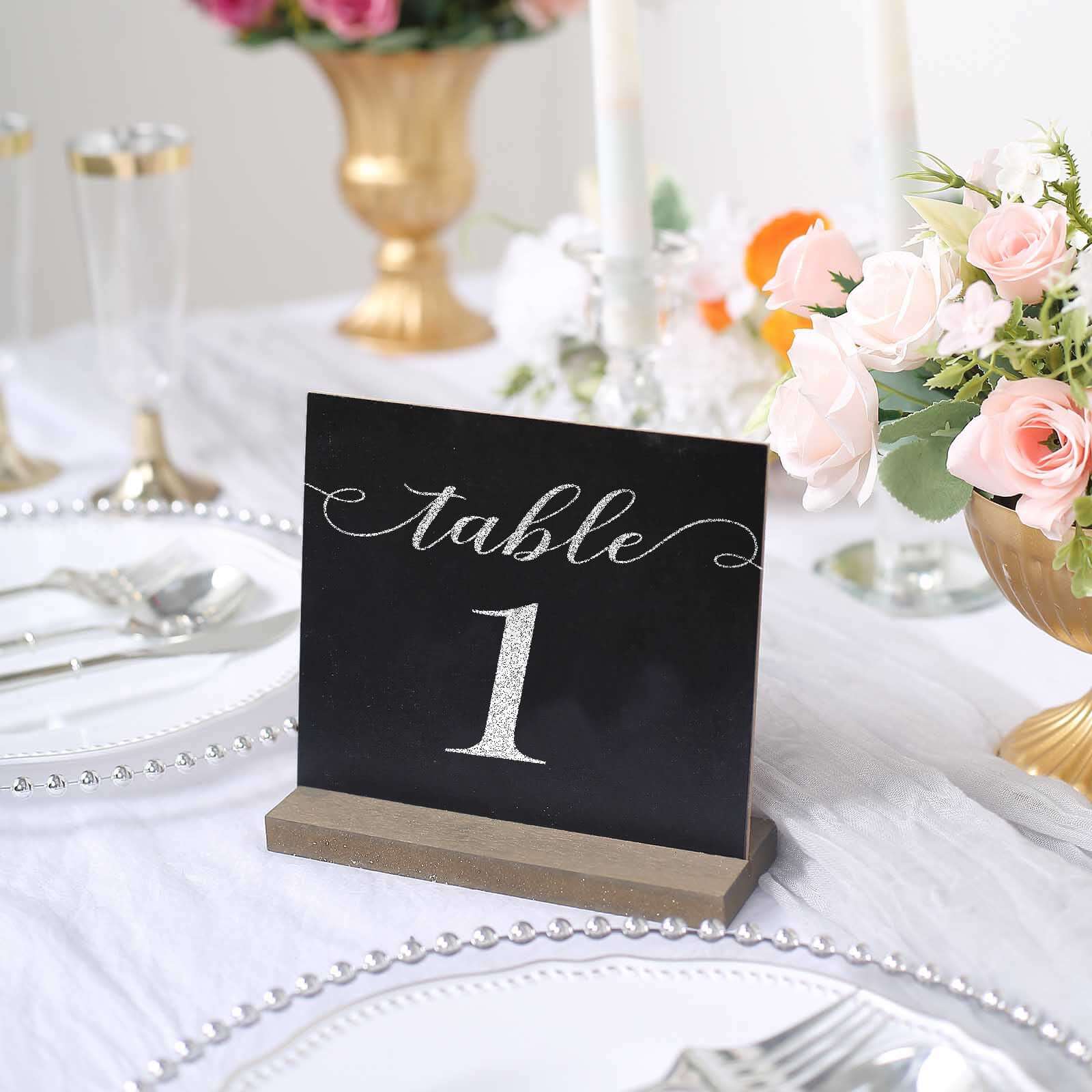 6-Pack Mini Table Chalkboard Signs 6", Rustic Wood Base Stands - Great for Place Cards and Event Decoration - Image 6