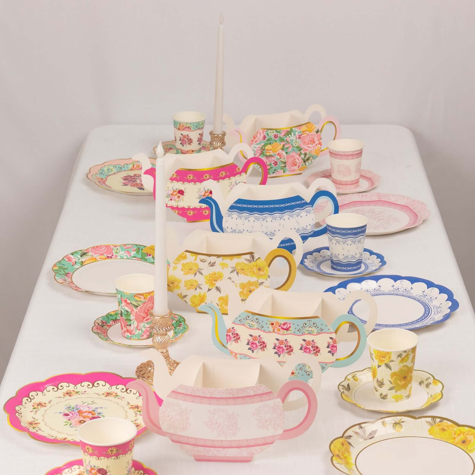 6 Pack Mixed Paper Teapot Favor Boxes with Vintage Floral Design, Flower Boxes Centerpiece Tea Party Supplies - 10"x3.5"x5" - Image 8