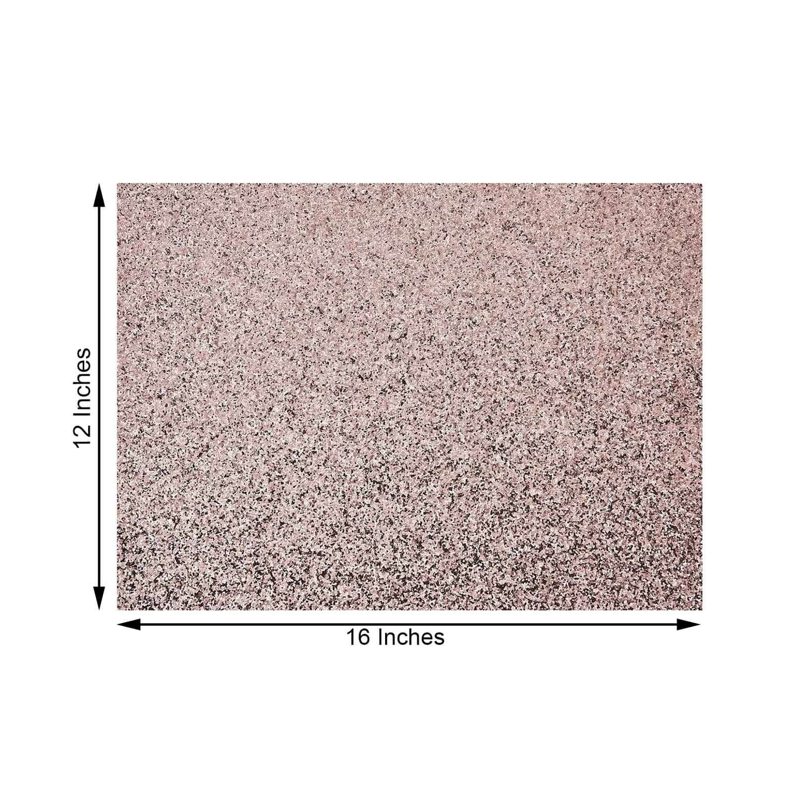 6-Pack Placemats 12"x18" Rectangle Glitter Design Rose Gold Sparkle - Non-Slip Decorative Table Mats - Image 3