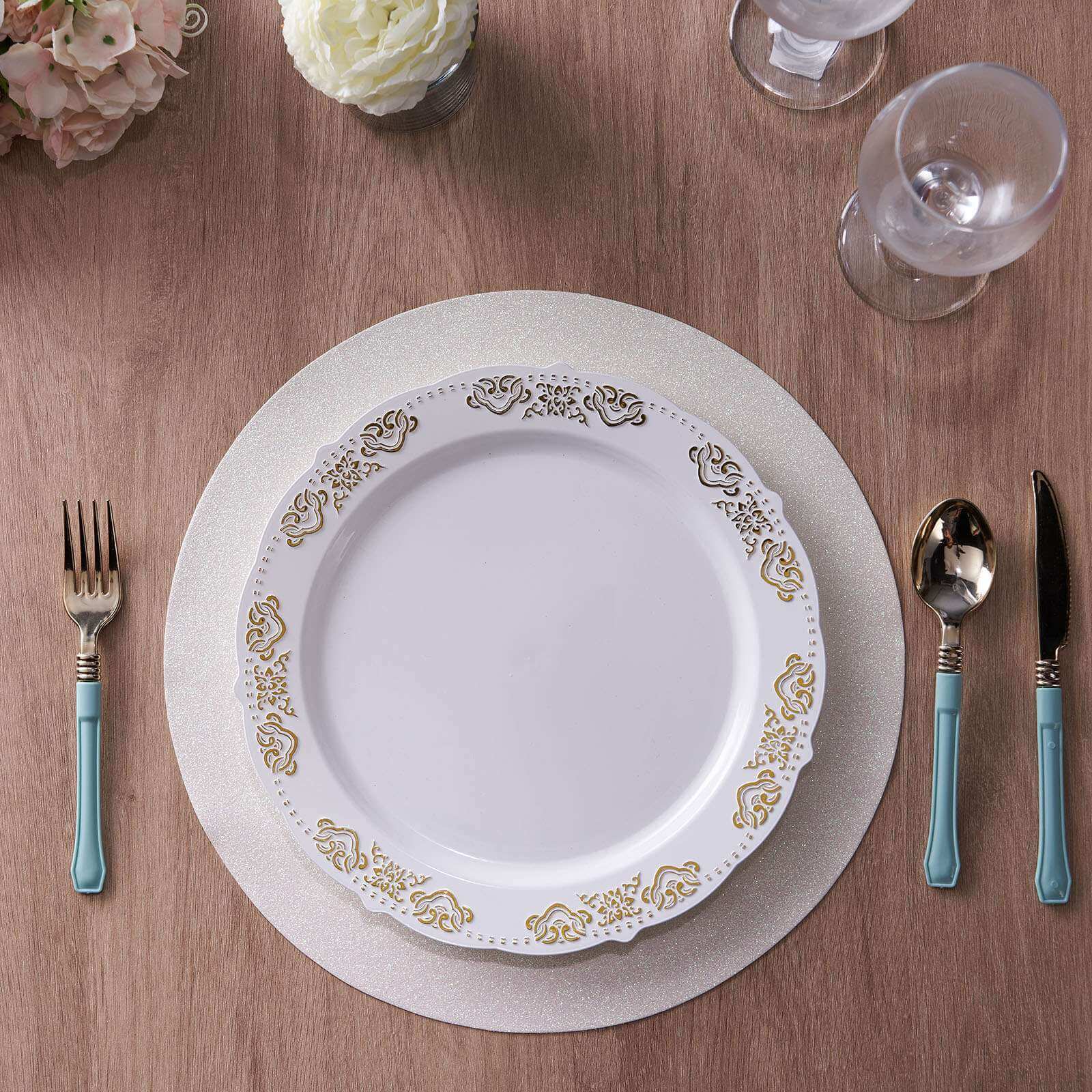 6-Pack Placemats 13" Round Glitter Design Iridescent Sparkle - Non-Slip Decorative Table Mats - Image 11