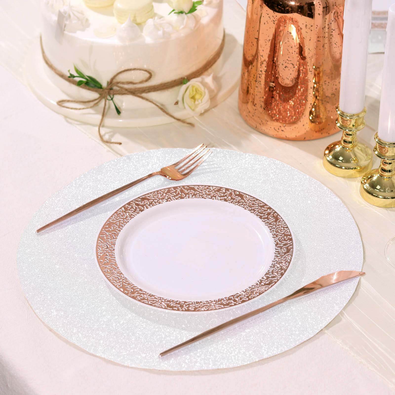 6-Pack Placemats 13" Round Glitter Design Iridescent Sparkle - Non-Slip Decorative Table Mats - Image 2