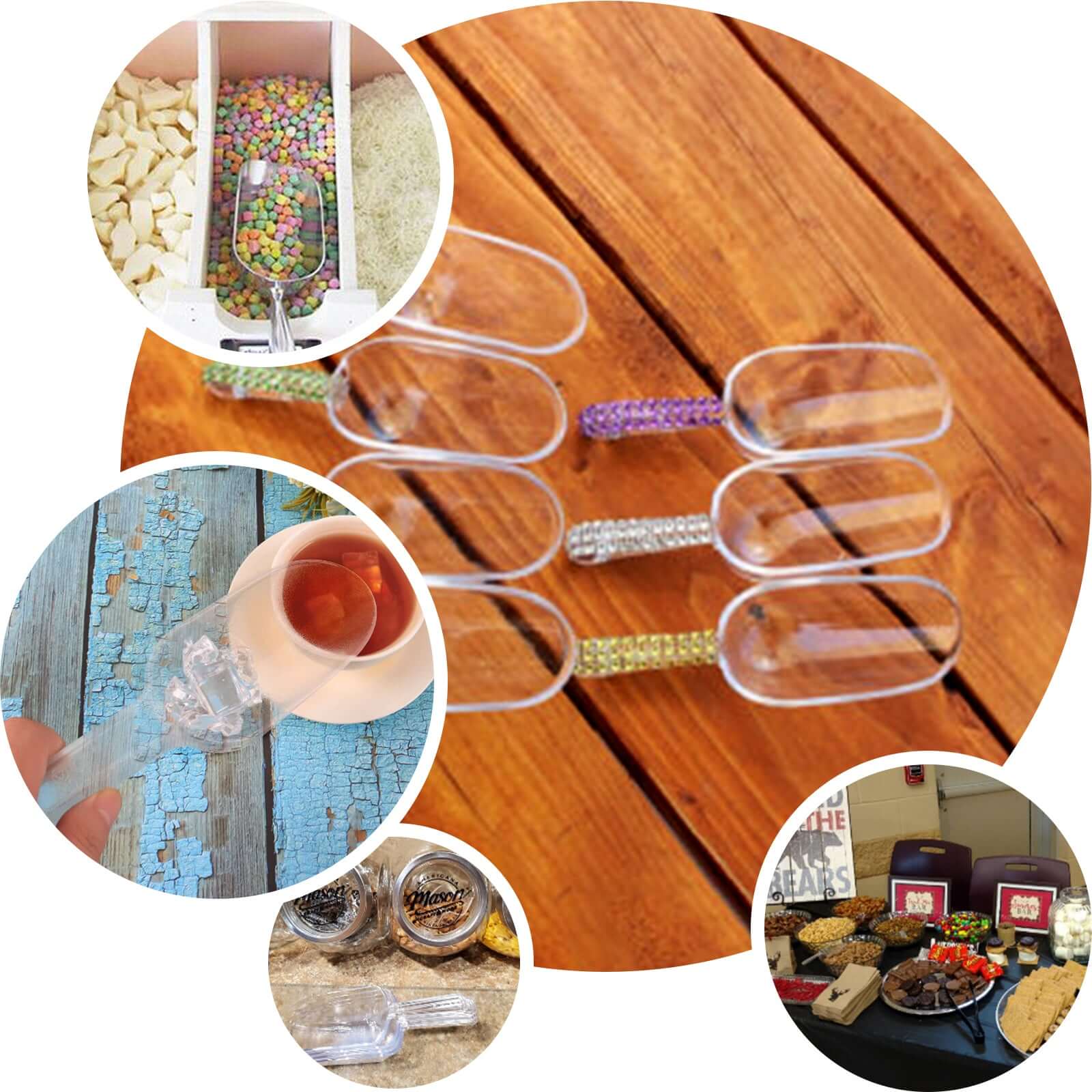 6-Pack Plastic Candy Scoops 6" Kitchen Ice Scoop Design Clear - Disposable Supplies for Candy Buffets - Image 5