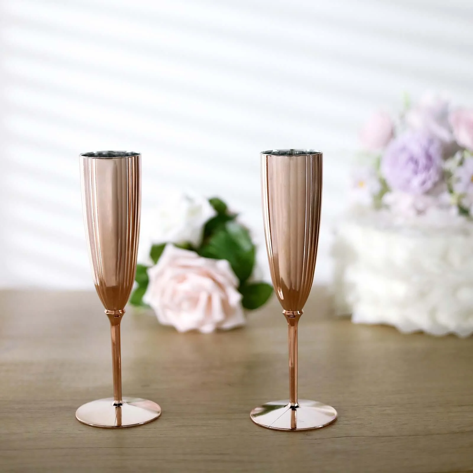 6-Pack Plastic Champagne Flutes 5oz Metallic Rose Gold - Stylish Disposable Champagne Glasses for Cocktail Parties & Receptions - Image 11