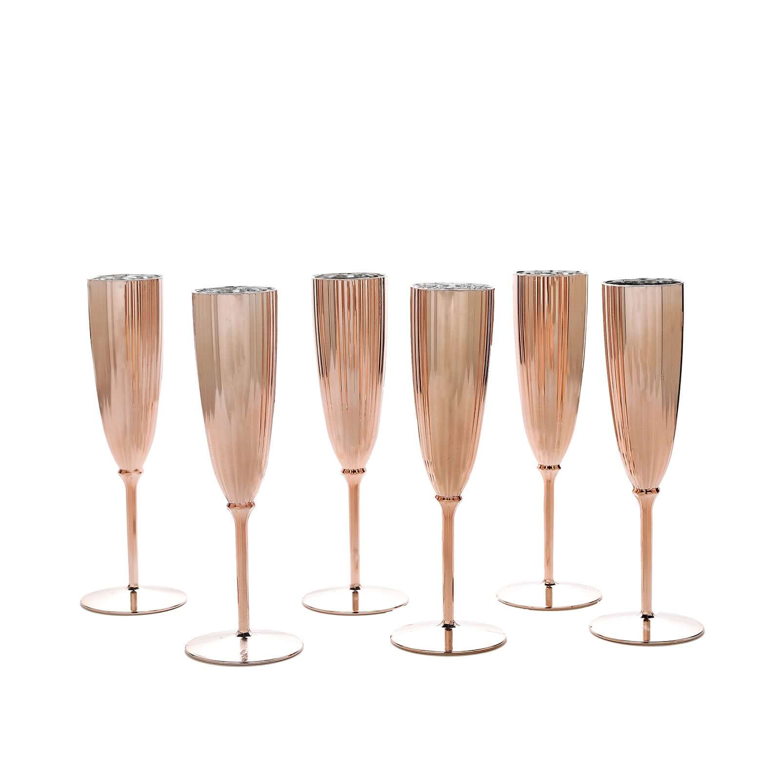 6-Pack Plastic Champagne Flutes 5oz Metallic Rose Gold - Stylish Disposable Champagne Glasses for Cocktail Parties & Receptions - Image 12