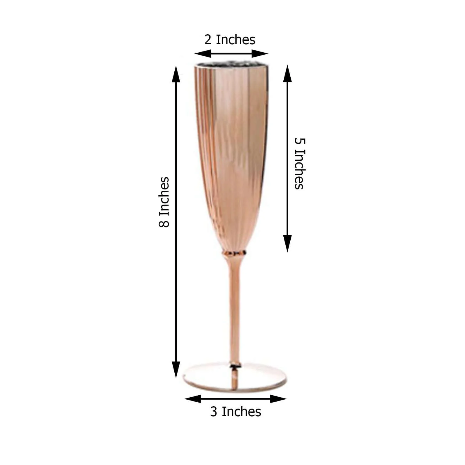 6-Pack Plastic Champagne Flutes 5oz Metallic Rose Gold - Stylish Disposable Champagne Glasses for Cocktail Parties & Receptions - Image 3