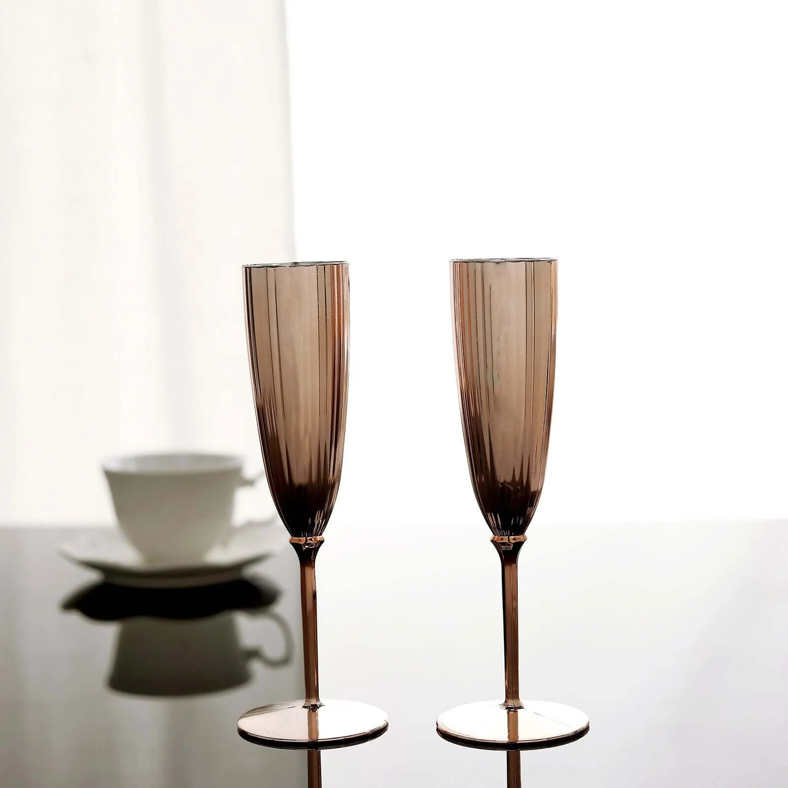 6-Pack Plastic Champagne Flutes 5oz Metallic Rose Gold - Stylish Disposable Champagne Glasses for Cocktail Parties & Receptions - Image 6