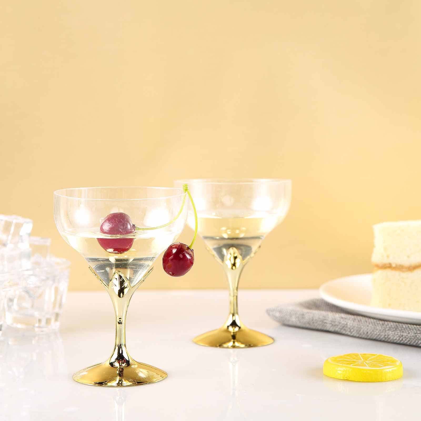 6-Pack Plastic Champagne Glasses 5oz Gold Hard Material - Disposable Wine Goblets with Detachable Cups - Image 2