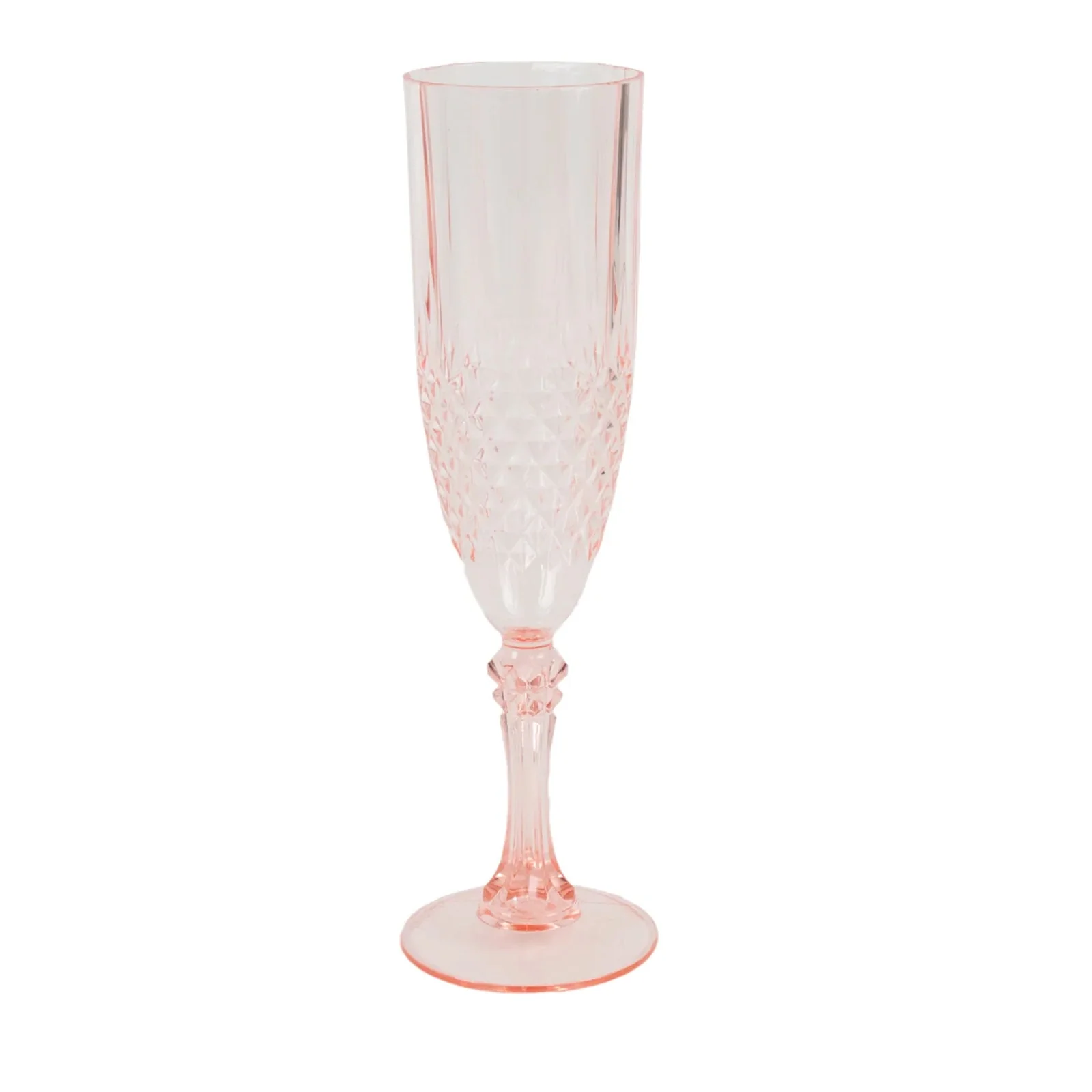 6-Pack Plastic Champagne Glasses 8oz, Crystal Cut Style Transparent Blush - Shatterproof Wedding Toast Flutes - Image 6