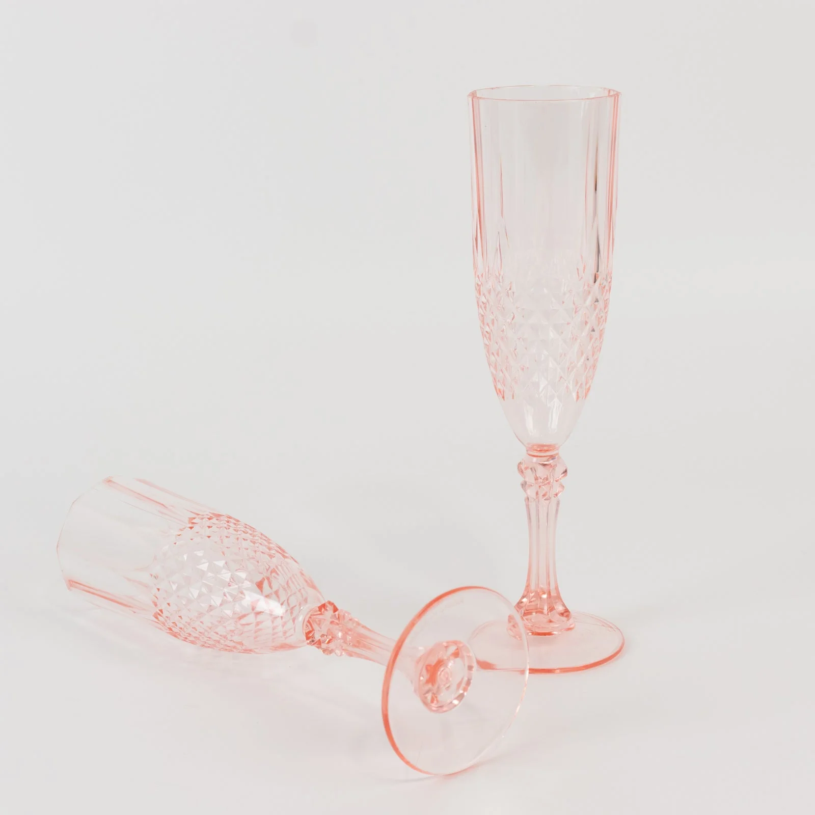 6-Pack Plastic Champagne Glasses 8oz, Crystal Cut Style Transparent Blush - Shatterproof Wedding Toast Flutes - Image 8