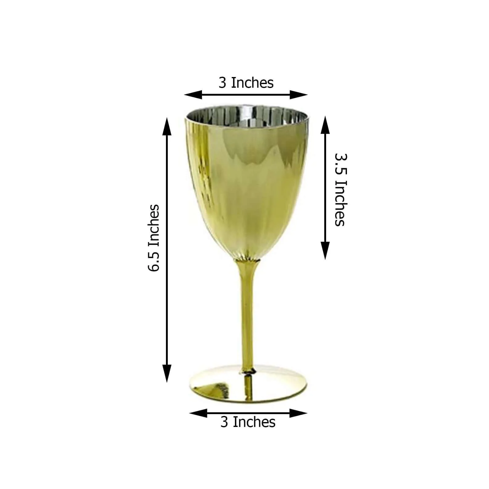 6-Pack Plastic Wine Glasses 8oz Metallic Gold - Stylish Disposable Goblets for Weddings & Special Occasions - Image 3