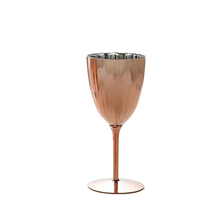 6-Pack Plastic Wine Glasses 8oz Metallic Rose Gold - Stylish Disposable Goblets for Weddings & Special Occasions - Image 7