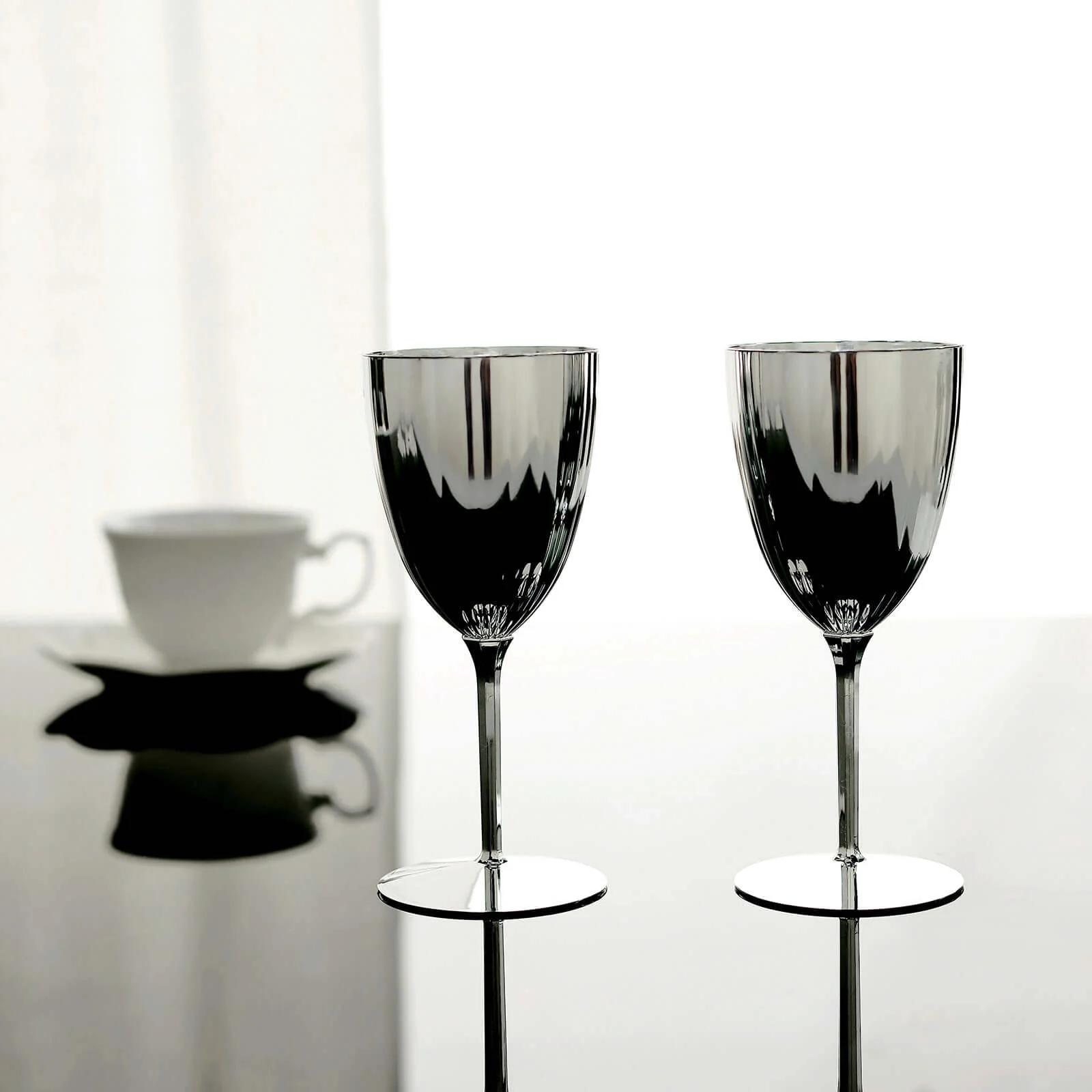 6-Pack Plastic Wine Glasses 8oz Metallic Silver - Stylish Disposable Goblets for Weddings & Special Occasions - Image 7