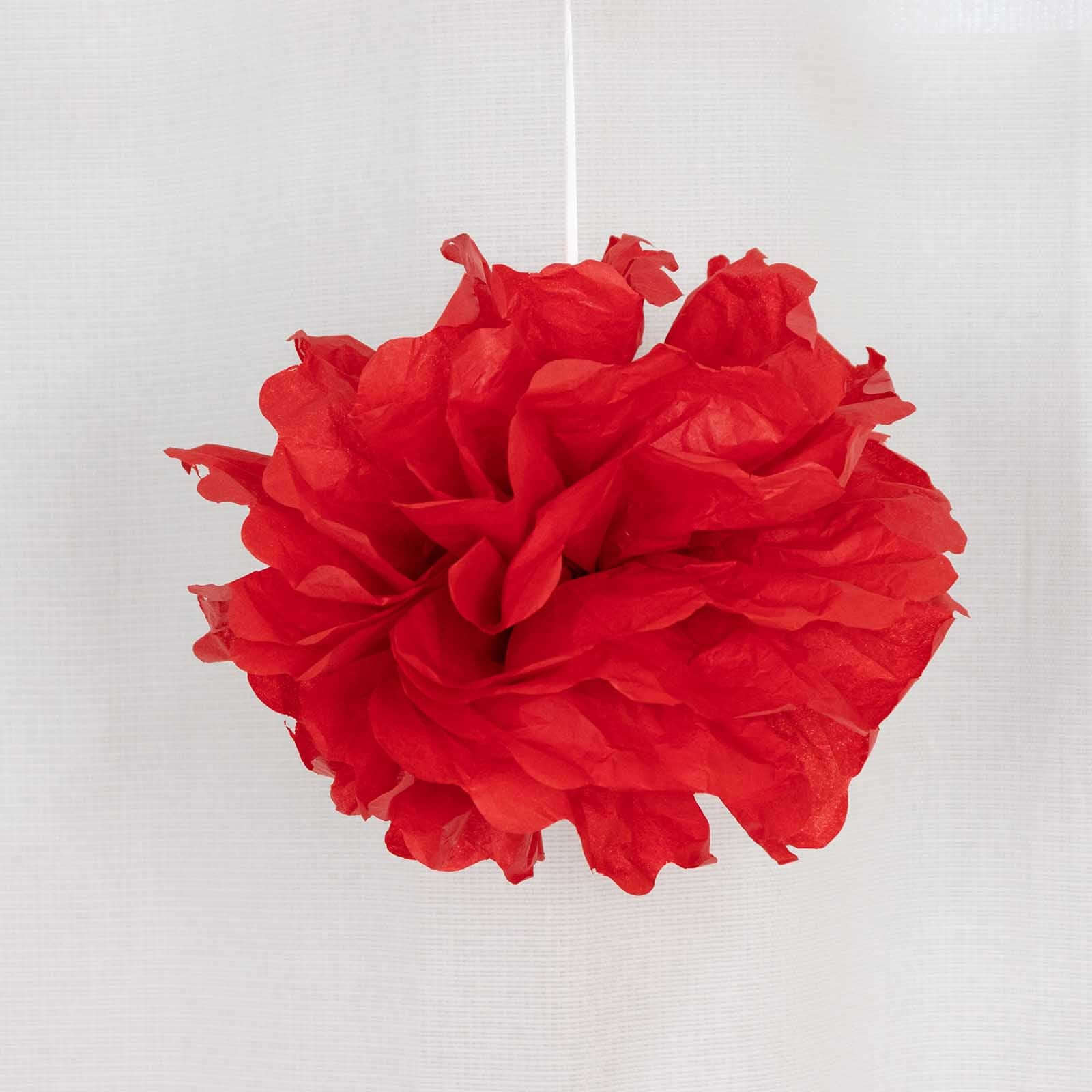 6 Pack Red Tissue Paper Pom Poms Flower Balls, Ceiling Wall Hanging Decorations - 10" - Image 7