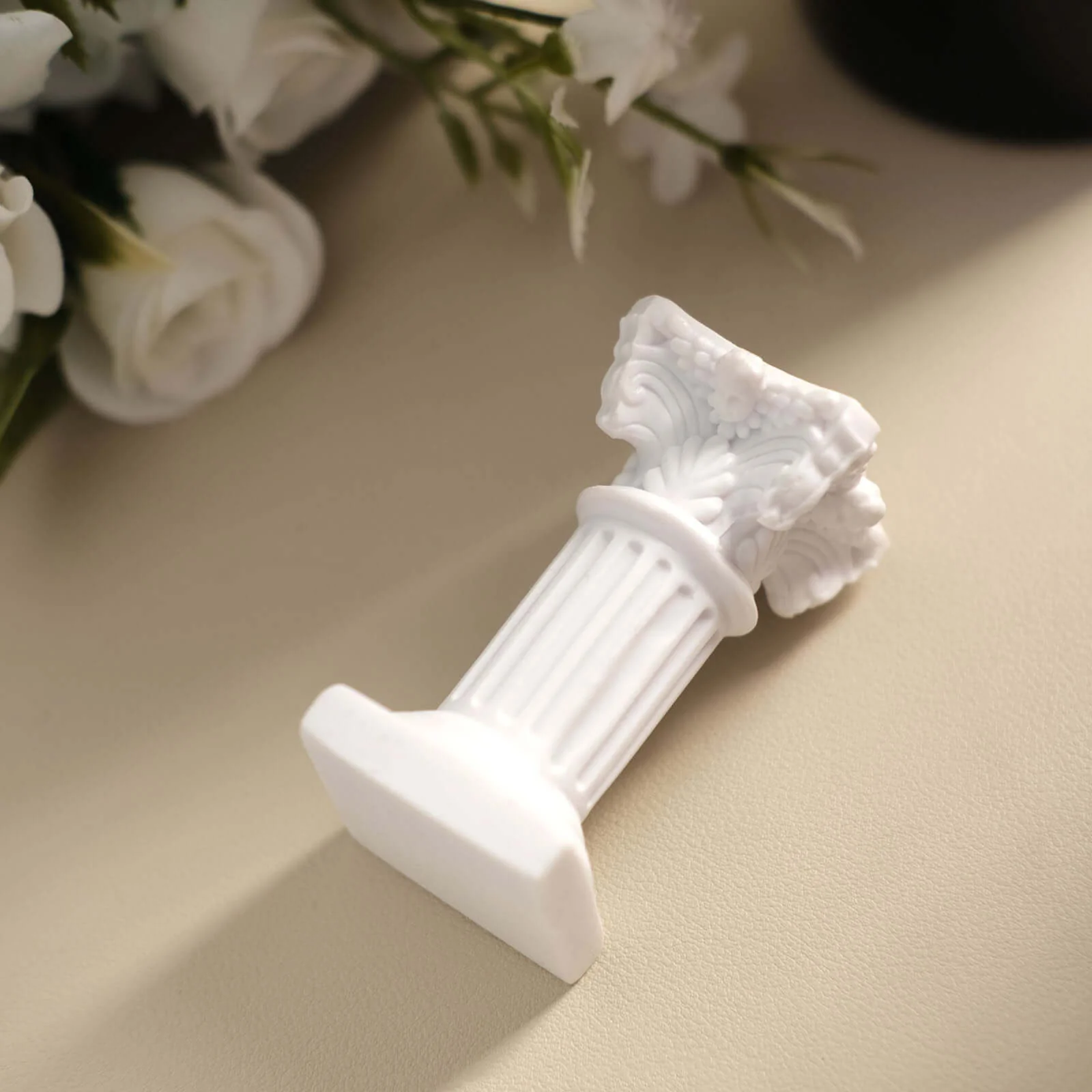 6-Pack Resin Roman Column Pillar Pedestal Candle Holders 2.5", Antique White Greek Statue Candlestick Holder Stands - Sturdy Decorative Design - Image 10