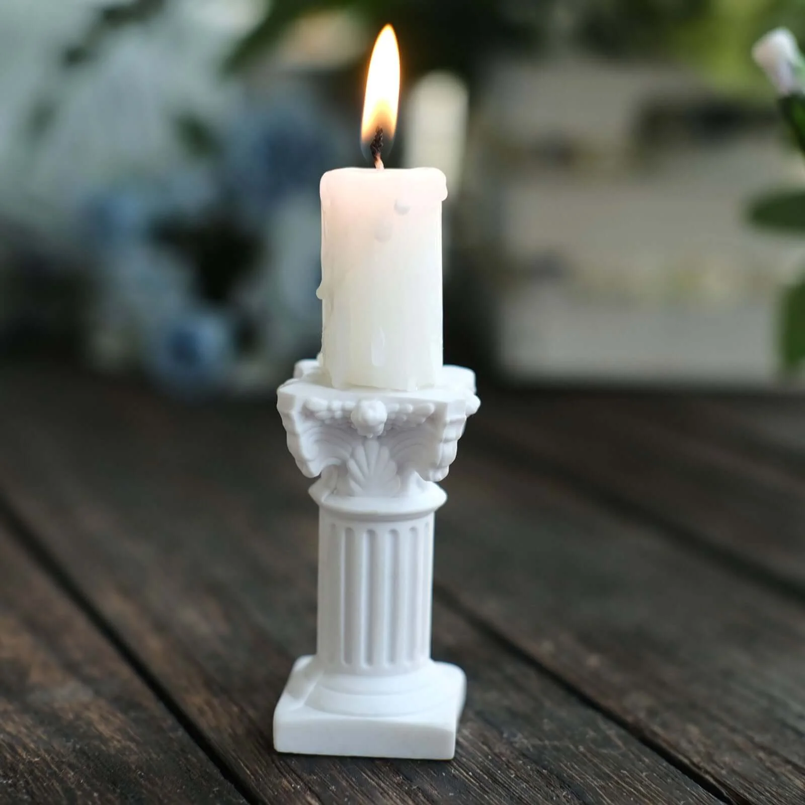 6-Pack Resin Roman Column Pillar Pedestal Candle Holders 2.5", Antique White Greek Statue Candlestick Holder Stands - Sturdy Decorative Design - Image 9