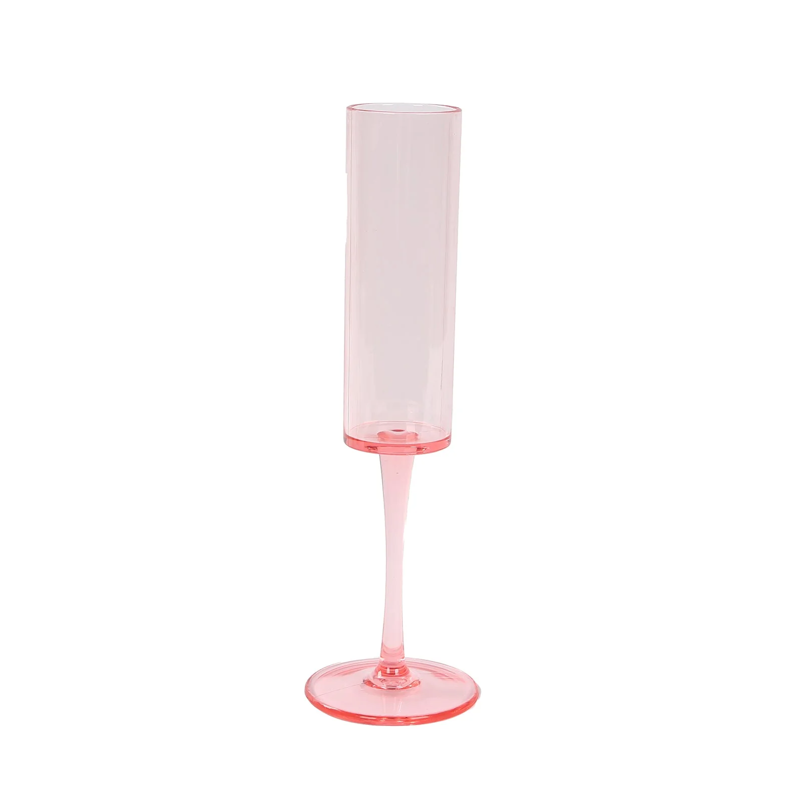6-Pack Transparent Blush Plastic Champagne Flute Glasses 6oz, Cylindrical Shape with Long Stems - Reusable Wine Mimosa Goblets 9.5" Tall - Image 7