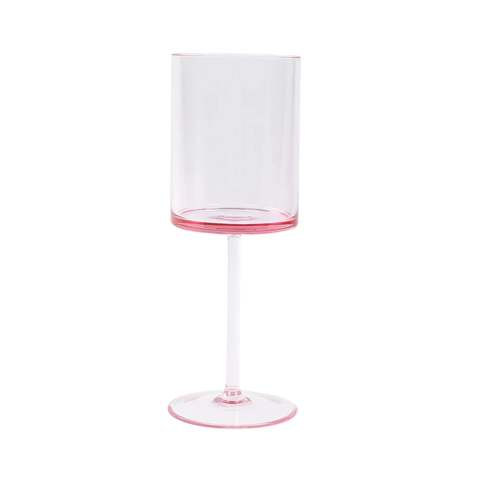 6-Pack Transparent Blush Plastic Cylindrical Wine Glasses 10oz, Long Stem - Shatterproof Reusable Cocktail Glasses - Image 6