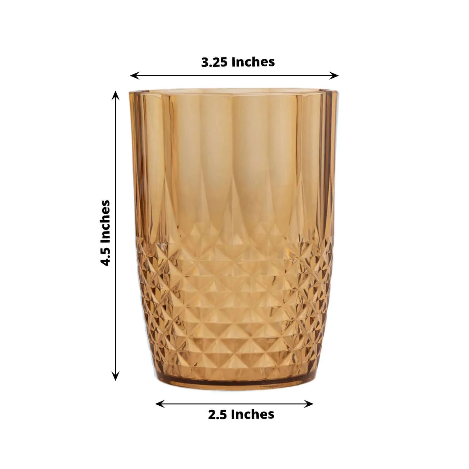 6-Pack Transparent Plastic All-Purpose Cups 16oz, Crystal Cut Style Amber Gold - Shatterproof Short Tumblers - Image 3