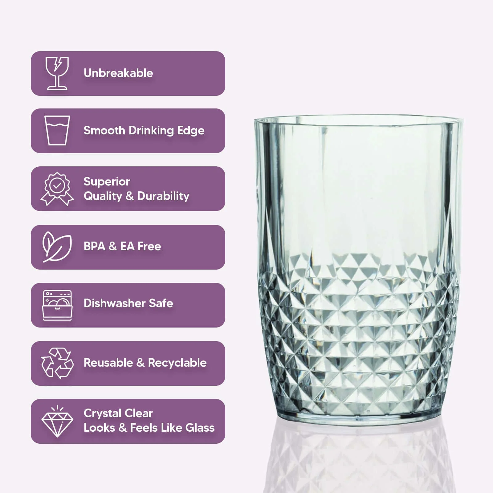 6-Pack Transparent Plastic All-Purpose Cups 16oz, Crystal Cut Style Amber Gold - Shatterproof Short Tumblers - Image 4