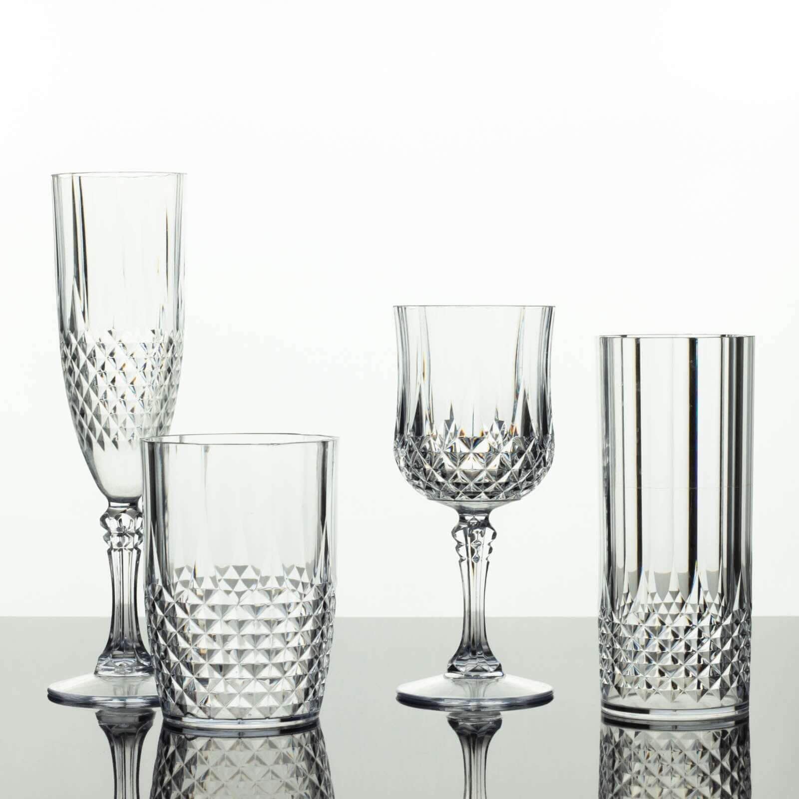 6-Pack Transparent Plastic Champagne Glasses 8oz, Crystal Cut Style Clear - Shatterproof Wedding Toast Flutes - Image 2