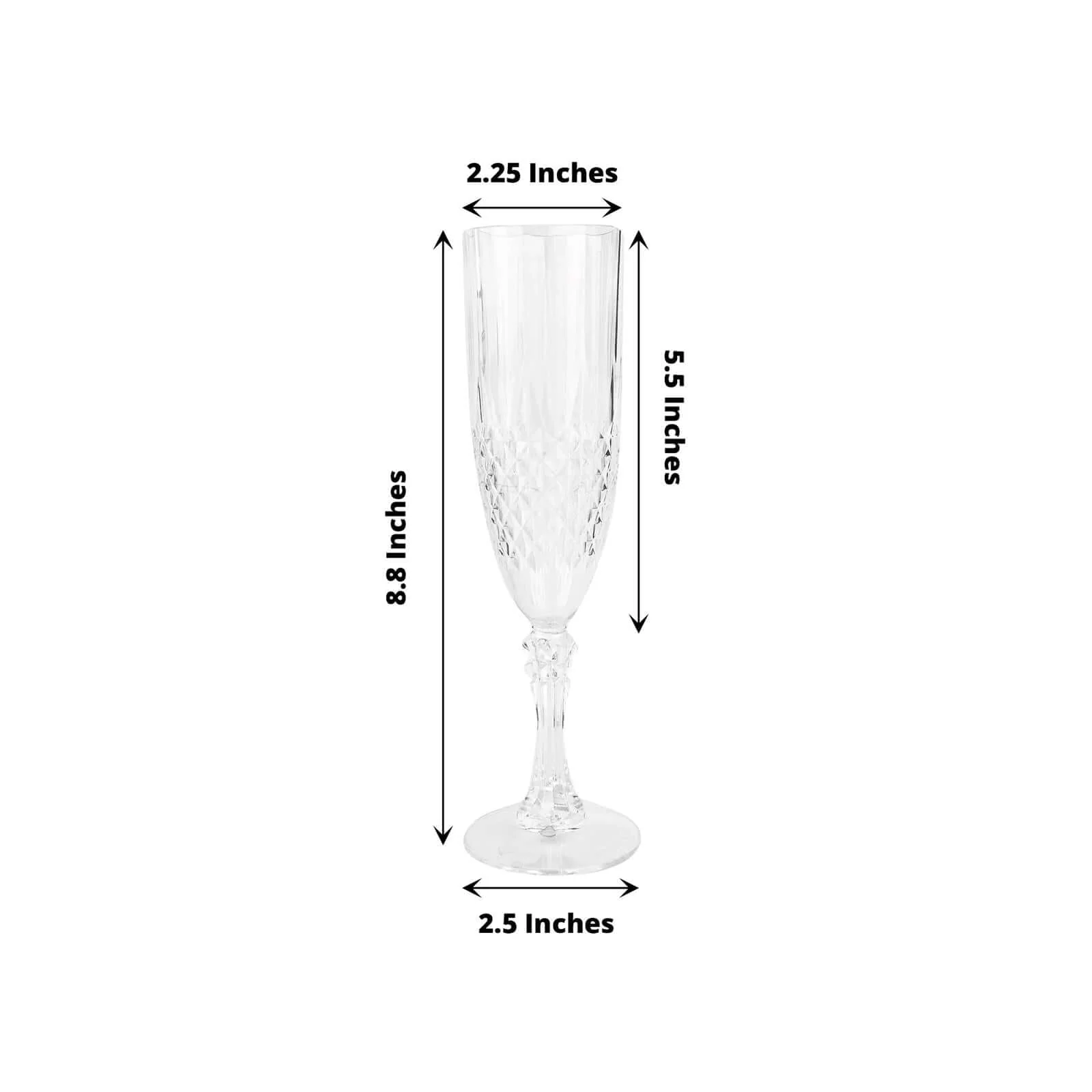 6-Pack Transparent Plastic Champagne Glasses 8oz, Crystal Cut Style Clear - Shatterproof Wedding Toast Flutes - Image 3