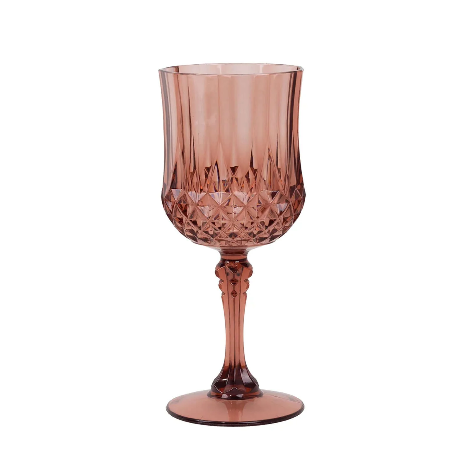 6-Pack Transparent Plastic Crystal Cut Wine Glasses 8oz, Dusty Rose - Shatterproof Cocktail Goblets - Image 8