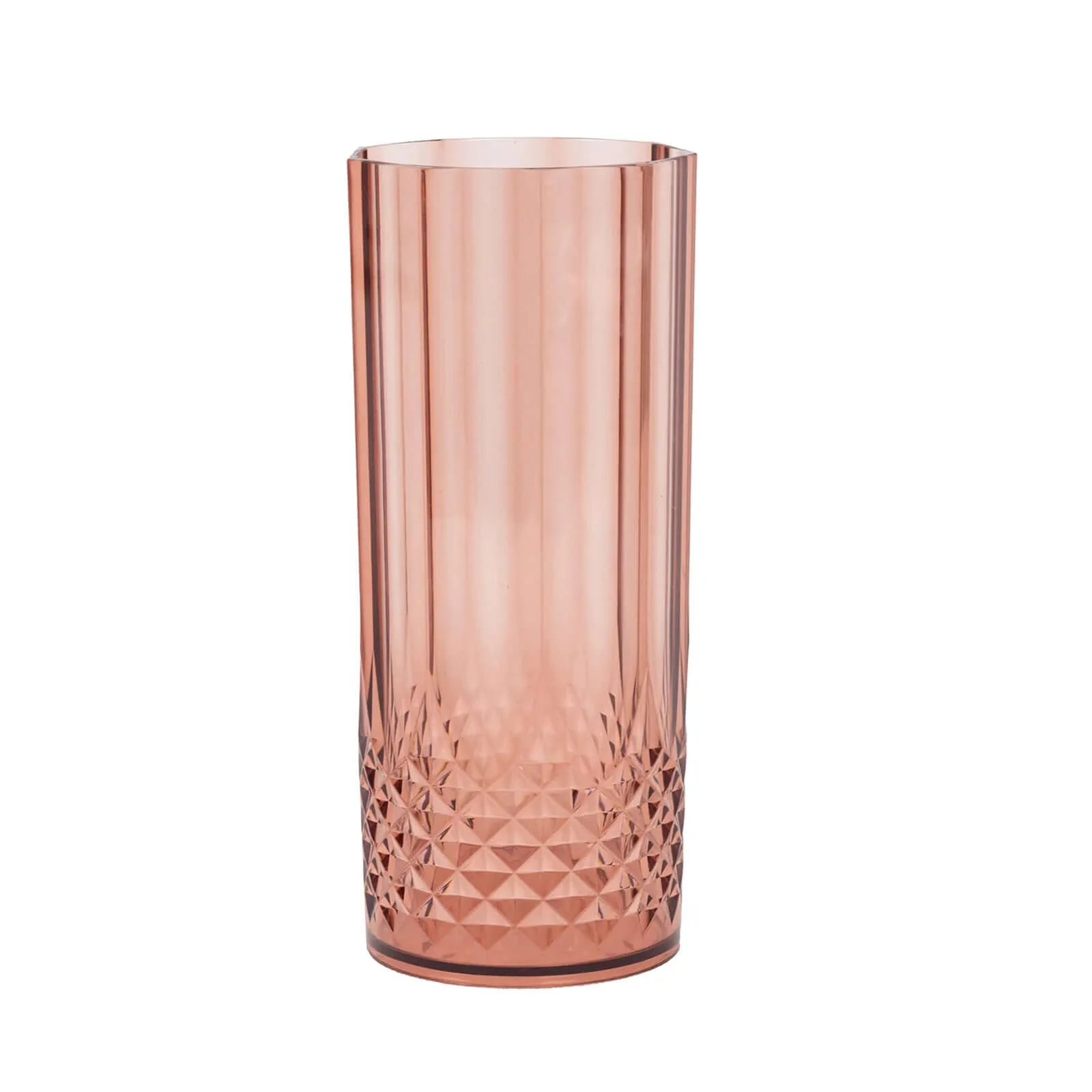 6-Pack Transparent Plastic Highball Drink Glasses 14oz, Crystal Cut Style Dusty Rose - Shatterproof Tall Cocktail Tumblers - Image 7