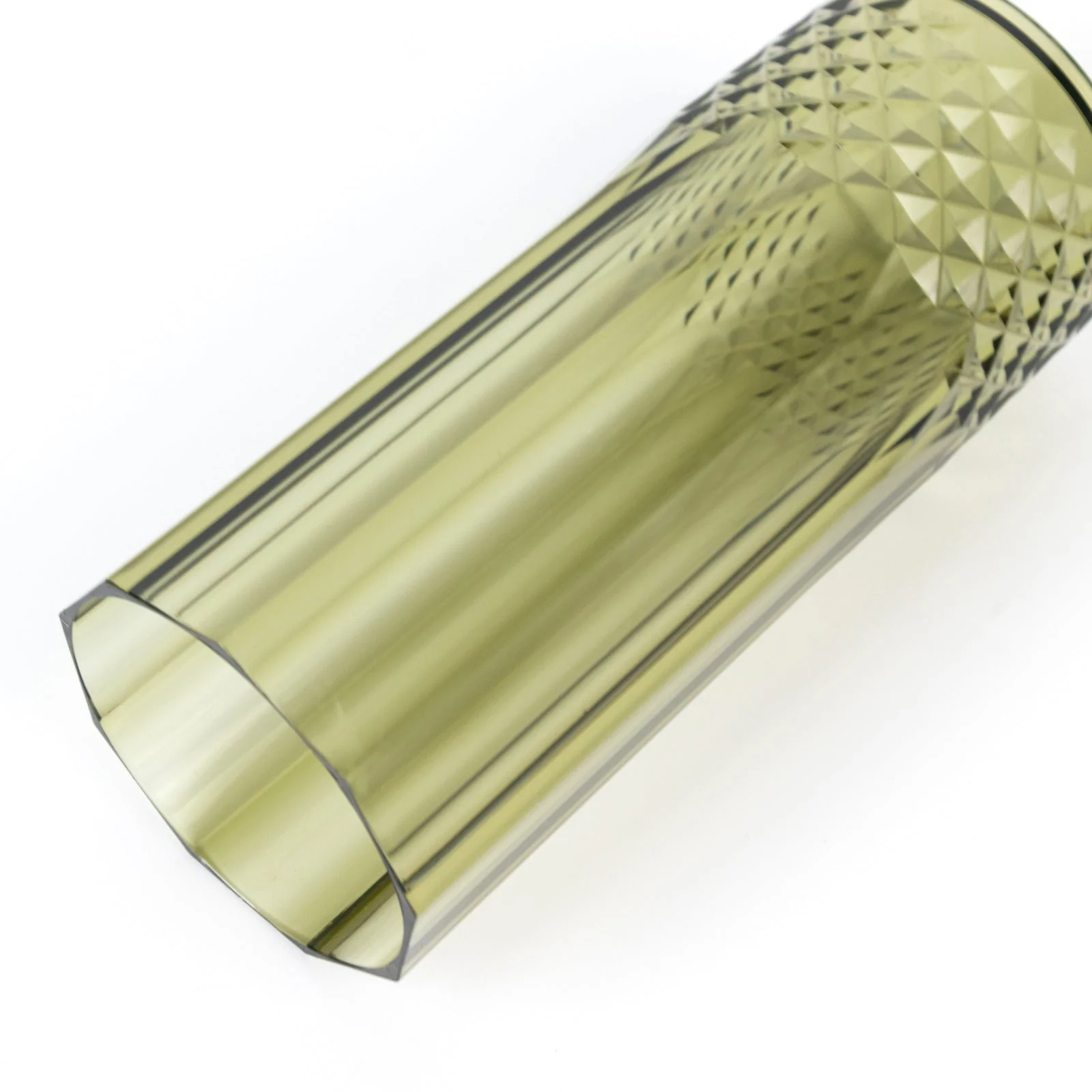 6-Pack Transparent Plastic Highball Drink Glasses 14oz, Crystal Cut Style Dusty Sage Green - Shatterproof Tall Cocktail Tumblers - Image 5