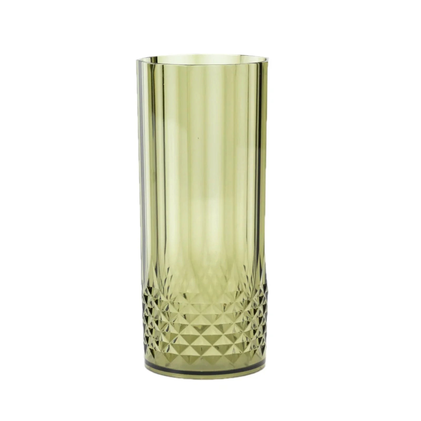 6-Pack Transparent Plastic Highball Drink Glasses 14oz, Crystal Cut Style Dusty Sage Green - Shatterproof Tall Cocktail Tumblers - Image 7
